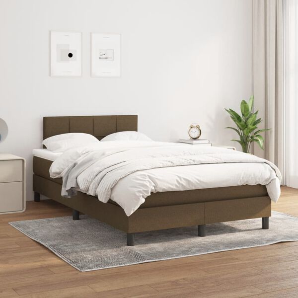 vidaXL Boxspring posteľ s matracom tmavohned&aacute; 120x190 cm l&aacute;tka