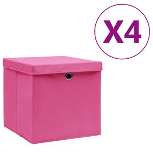 vidaXL &Uacute;ložn&eacute; boxy s vekom 4 ks, 28x28x28 cm, ružov&eacute;