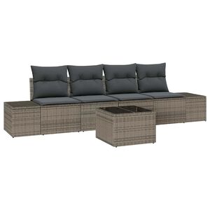 vidaXL S&uacute;prava z&aacute;hradn&yacute;ch pohoviek s vank&uacute;&scaron;om 5 pcs Siv&aacute; polyratan