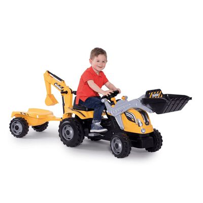 428069 Smoby Kids Tractor and Trailer "Builder Max" Yellow and Black
