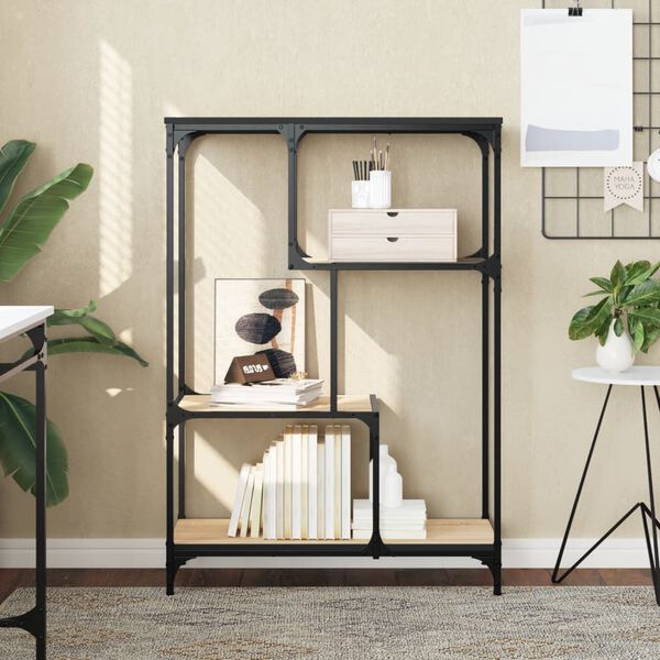 vidaXL Knižnica dub sonoma 81x36x115 cm kompozitné drevo a oceľ