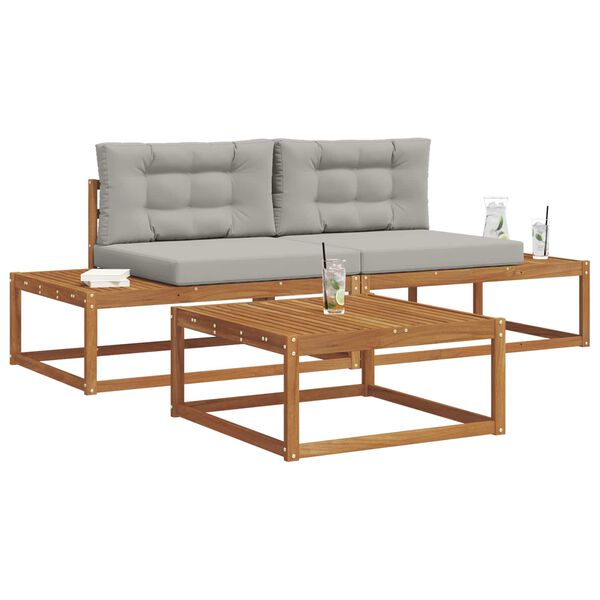 vidaXL Z&aacute;hradn&aacute; s&uacute;prava gaučov s vank&uacute;&scaron;om 3 Kus Pr&iacute;rodn&aacute; a svetlosiv&aacute;