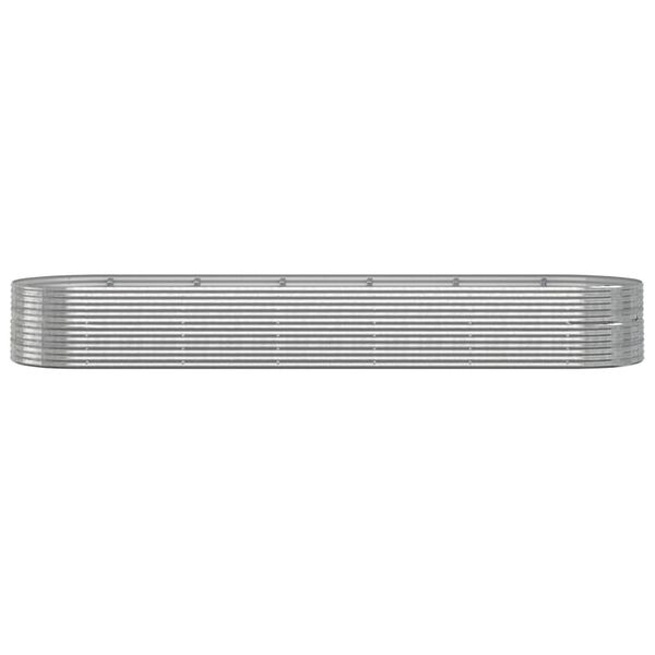 vidaXL Vyvýšený záhradný záhon práškovaná oceľ 510x140x68cm strieborný