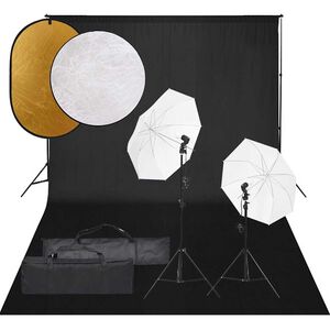vidaXL Fotografick&eacute; vybavenie s osvetlen&iacute;m, pozad&iacute;m a reflektorom
