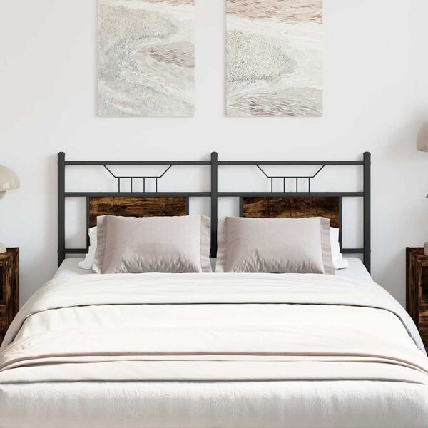 vidaXL Čelo postele, tmav&yacute; dub 137 cm, kompozitn&eacute; drevo a oceľ