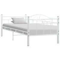 vidaXL Rám dennej postele, biely, kov 90x200 cm