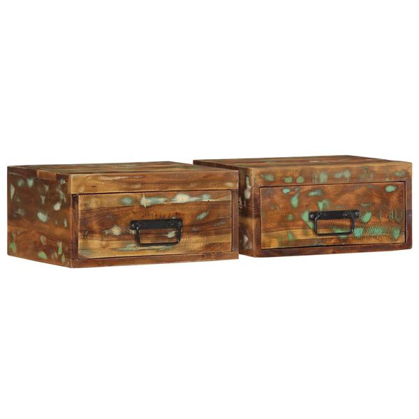 vidaXL Nástenné nočné stolíky 2 ks masívne recyklované drevo