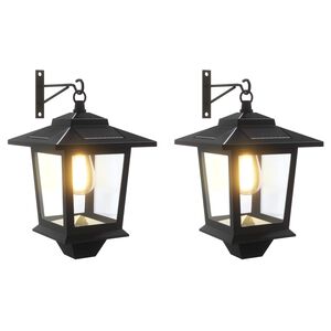 vidaXL N&aacute;stenn&aacute; lampa 2 ks Čierna 19 x 14 x 25 cm Nerezov&aacute; oceľ a ABS