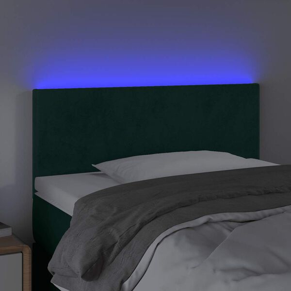 vidaXL Čelo postele s LED tmavozelen&eacute; 90x5x78/88 cm zamat