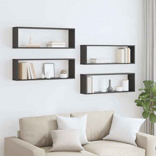 vidaXL N&aacute;stenn&eacute; police 4 ks, siv&eacute; 80x15x26,5 cm, kompozitn&eacute; drevo