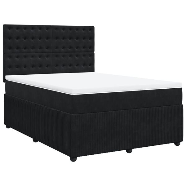 vidaXL Posteľn&yacute; r&aacute;m boxspring s matracom čierny 140x190 cm zamat