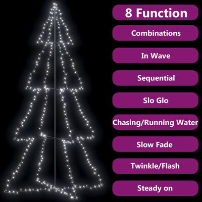 vidaXL Vianočný stromček, kužeľ, 360 LED, dovnútra aj von 143x250 cm