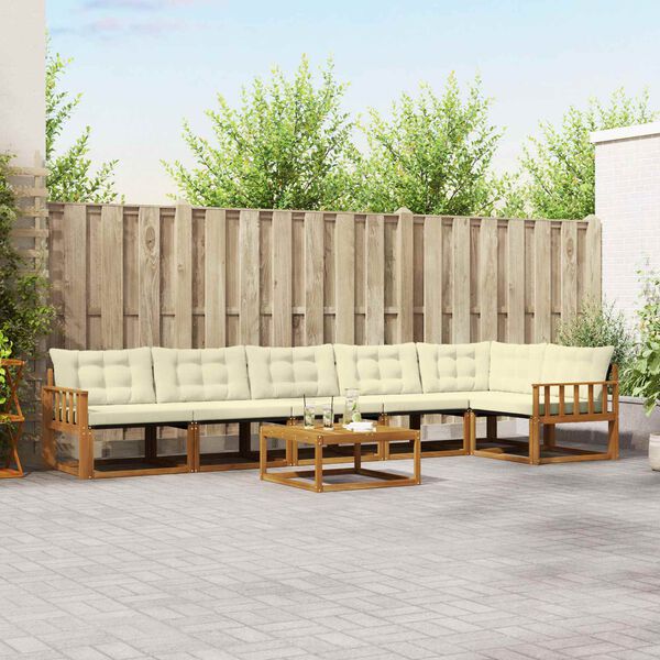 vidaXL Z&aacute;hradn&aacute; s&uacute;prava gaučov s vank&uacute;&scaron;om 7 pcs Pr&iacute;rodn&aacute; a kr&eacute;mov&aacute;