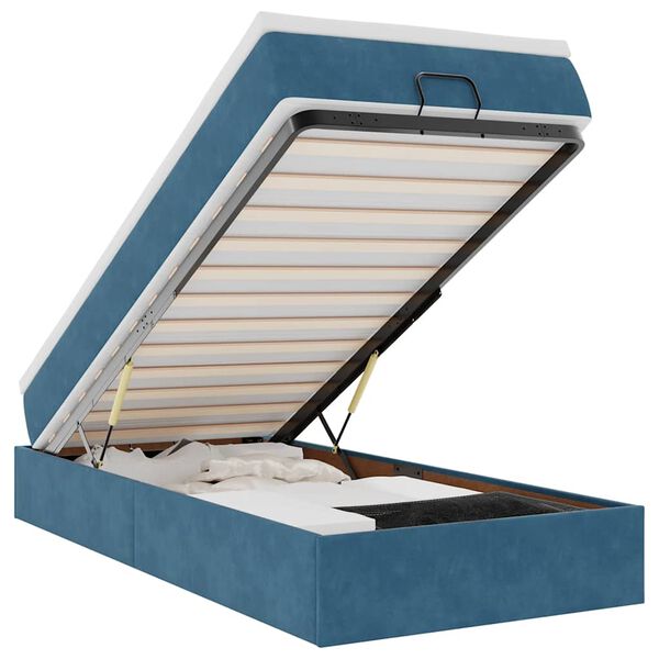 vidaXL Osmansk&yacute; r&aacute;m postele s matracom tmavomodr&aacute; 90x190 cm zamat