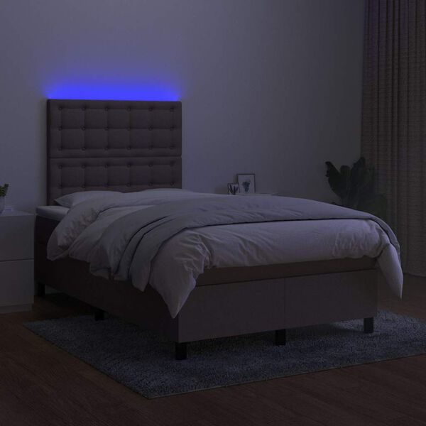vidaXL Boxspring posteľ s matracom a LED sivohned&aacute; 120x190 cm l&aacute;tka