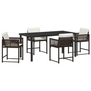 vidaXL Z&aacute;hradn&yacute; jed&aacute;lensk&yacute; set 5 pcs Hned&aacute; polyratan