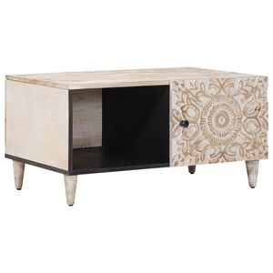 vidaXL Konferenčn&yacute; stol&iacute;k Biela 80 x 50 x 40 cm Mas&iacute;vne mango drevo