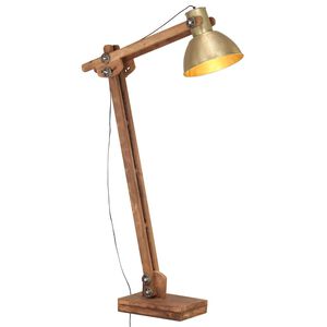 vidaXL Stojanov&aacute; lampa mosadzn&aacute; mas&iacute;vne mangovn&iacute;kov&eacute; drevo E27