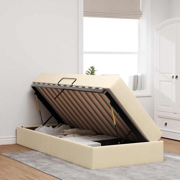 vidaXL Postel s &uacute;ložn&yacute;m prostorem a matrac&iacute; Kr&eacute;mov&aacute; 90 x 190 cm