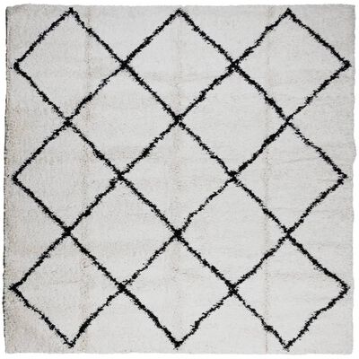 vidaXL Chlpatý koberec vysoký vlas moderný krémovo-čierny 240x240 cm