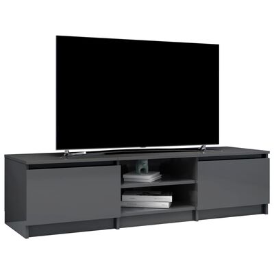vidaXL TV skrinka, lesklá sivá 140x40x35,5 cm, drevotrieska