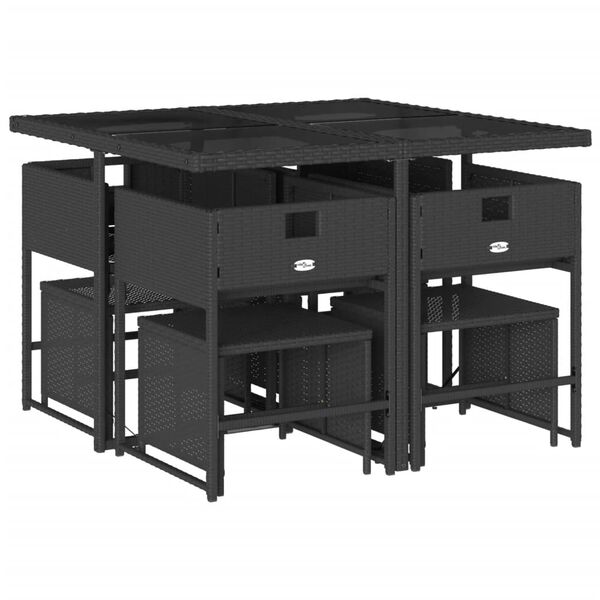 vidaXL 9-dielna z&aacute;hradn&aacute; jed&aacute;lensk&aacute; sada s vank&uacute;&scaron;mi čierna polyratan