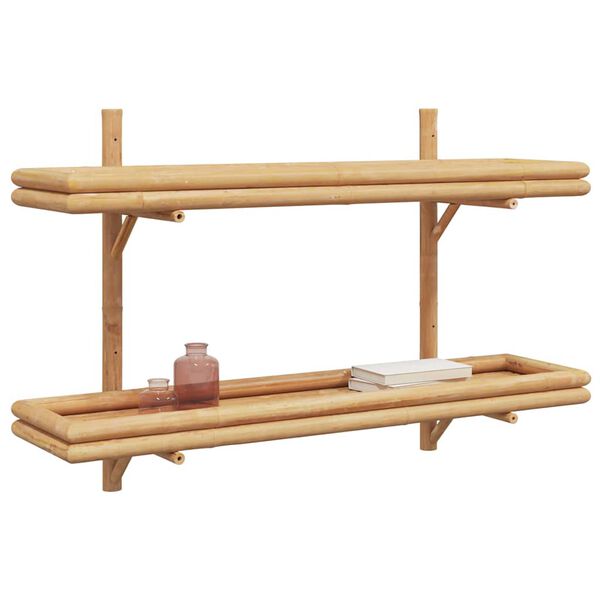 vidaXL Stenn&aacute; polica s poličkou N&aacute;stenn&yacute; Hned&aacute; 100 x 26 x 60 cm Bambus