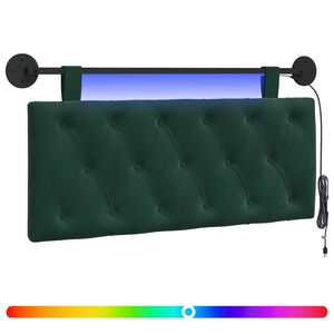 vidaXL Z&aacute;vesn&eacute; čelo postele S LED svetlom Tmavozelen&aacute; Zamat