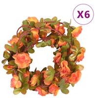 vidaXL Umelé kvetinové girlandy 6 ks oranžové 250 cm