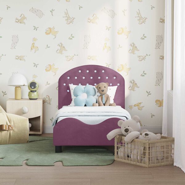 vidaXL R&aacute;m detskej postele s čelom Fialov&aacute; 70 x 140 cm Zamat