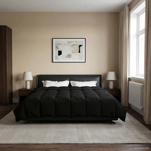 vidaXL Letn&aacute; prikr&yacute;vka &Scaron;nurovan&yacute; Čierny 200 x 220 cm Mikrovl&aacute;kno