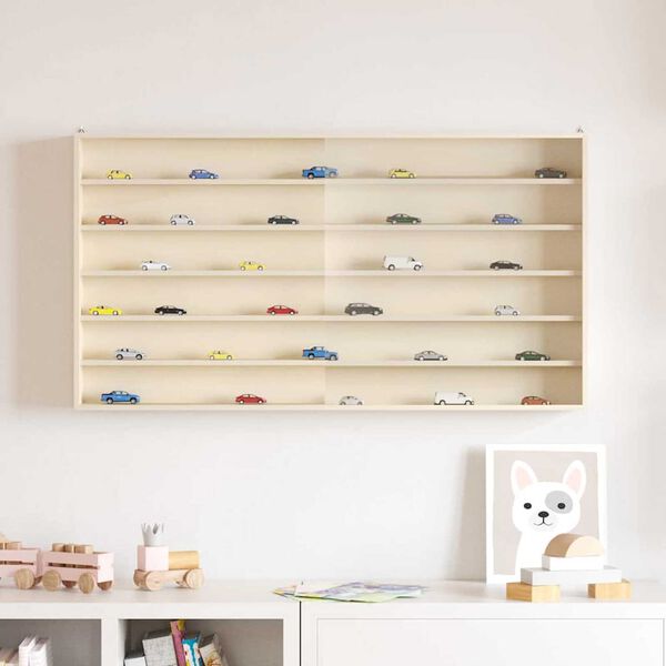 vidaXL N&aacute;stenn&aacute; vitr&iacute;na s poličkou B&eacute;žov&aacute; 100 x 8,5 x 54 cm Preglejka