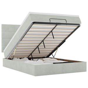 VidaXL Osmansk&aacute; posteľ s matracmi a LED svetlosiv&aacute; 140x200cm zamatov&aacute;