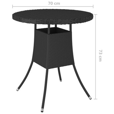vidaXL Záhradný stôl čierny 70x70x73 cm polyratanový
