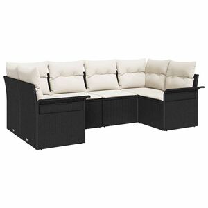 vidaXL S&uacute;prava z&aacute;hradn&yacute;ch pohoviek s &uacute;ložiskom 6 pcs Čierna Poly ratan