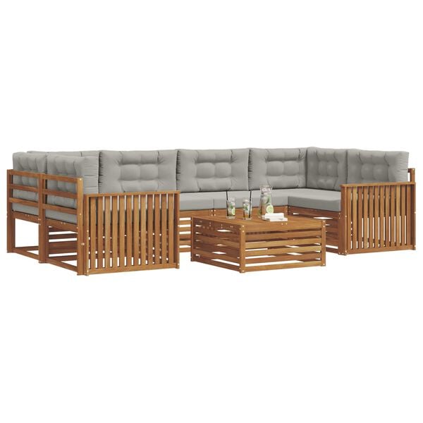 vidaXL Z&aacute;hradn&aacute; s&uacute;prava gaučov s vank&uacute;&scaron;om 7 pcs Pr&iacute;rodn&aacute; a svetlosiv&aacute;