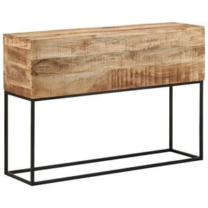 vidaXL Konzolov&yacute; stol&iacute;k 110x30x75cm surov&yacute; mangovn&iacute;kov&yacute; mas&iacute;v a železo