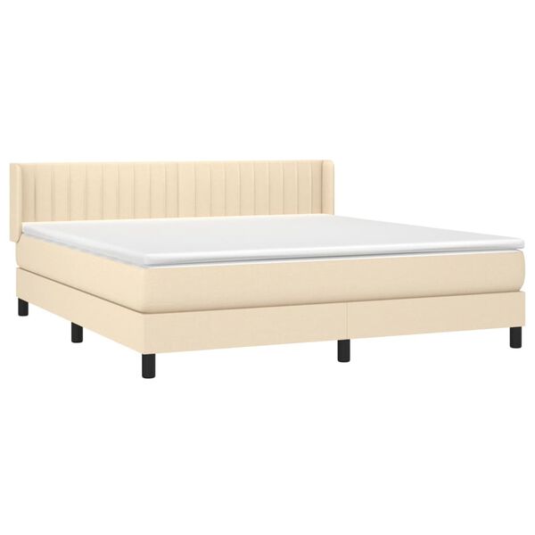 vidaXL Posteľn&yacute; r&aacute;m boxspring s matracom kr&eacute;mov&yacute; 180x200 cm l&aacute;tka