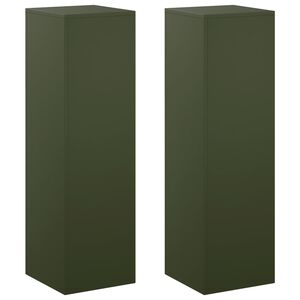 vidaXL Stojan na rastliny 2 pcs Olivovo zelen&aacute; 30 x 30 x 100 cm Oceľ