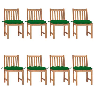 vidaXL Záhradné stoličky 8 ks s podložkami tíkový masív
