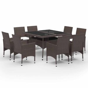 vidaXL 9-dielna z&aacute;hradn&aacute; jed&aacute;lensk&aacute; s&uacute;prava polyratan a sklo hned&aacute;