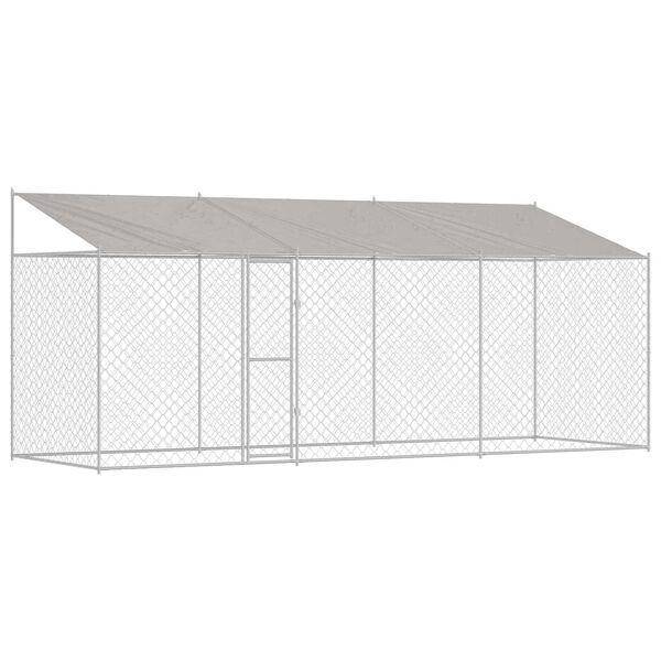 vidaXL Klietka pre psa s strechou Strieborn&aacute; 600 x 200 x 256 cm