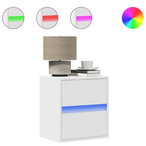 vidaXL N&aacute;stenn&eacute; nočn&eacute; skrinky s LED osvetlen&iacute;m 2 ks biele