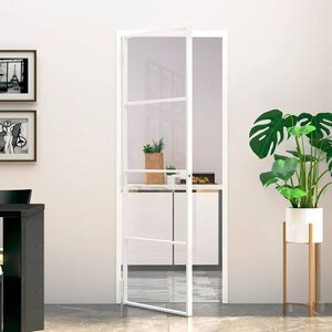 vidaXL Interi&eacute;rov&eacute; dvere biele 76x201,5 cm tvrden&eacute; sklo a hlin&iacute;k &uacute;zke
