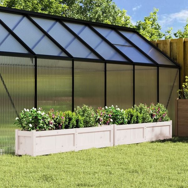 vidaXL Záhradné kvetináče 2 ks biele borovicový masív