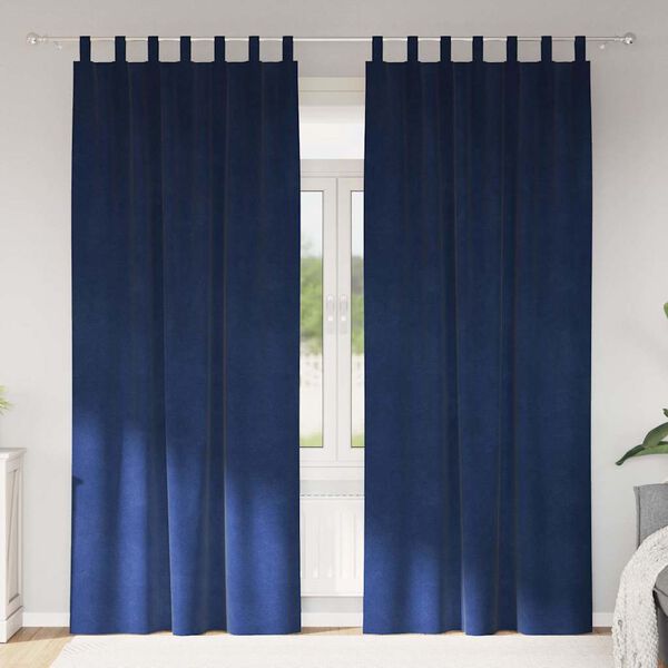 vidaXL Zatemňovacie z&aacute;vesy 2 pcs Tmavomodr&aacute; 140 x 260 cm Zamat