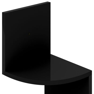 vidaXL Nástenný rohový regál lesklý čierny 19x19x123cm, kompozit drevo