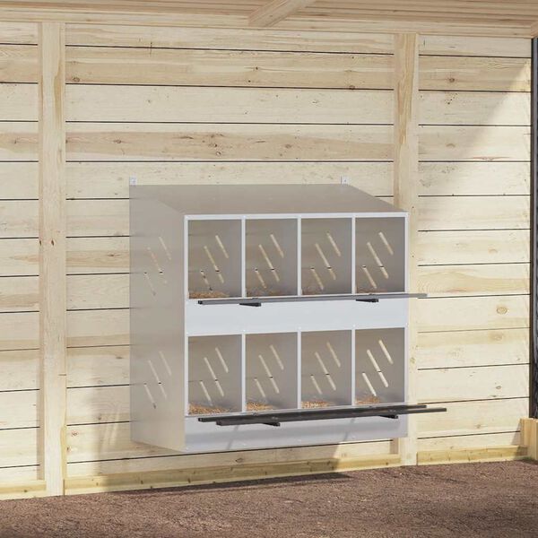 VidaXL Hniezdo pre kurčatá s 8 priehradkami, strieborný kov