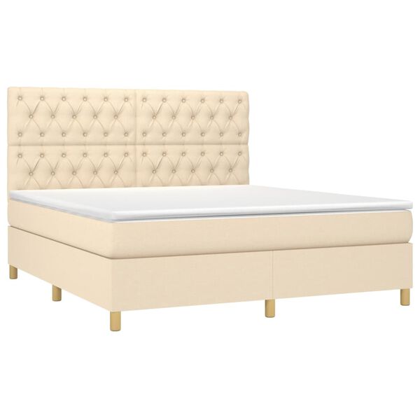 vidaXL Posteľn&yacute; r&aacute;m boxspring s matracom kr&eacute;mov&yacute; 160x200 cm l&aacute;tka
