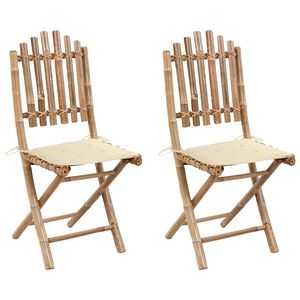 vidaXL Skladacie stoličky 2 ks s vank&uacute;&scaron;mi z bambusu